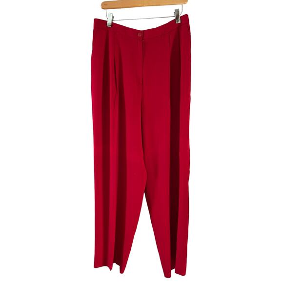 Vintage 90s High Waisted Dress Pants Cherry Red - Picture 2 of 8